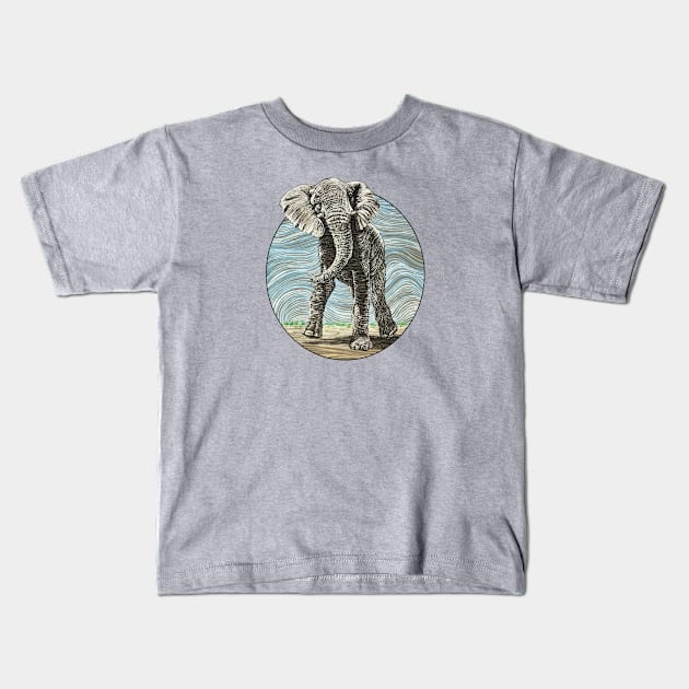 African Elephant Strutting Kids T-Shirt by tsd-fashion